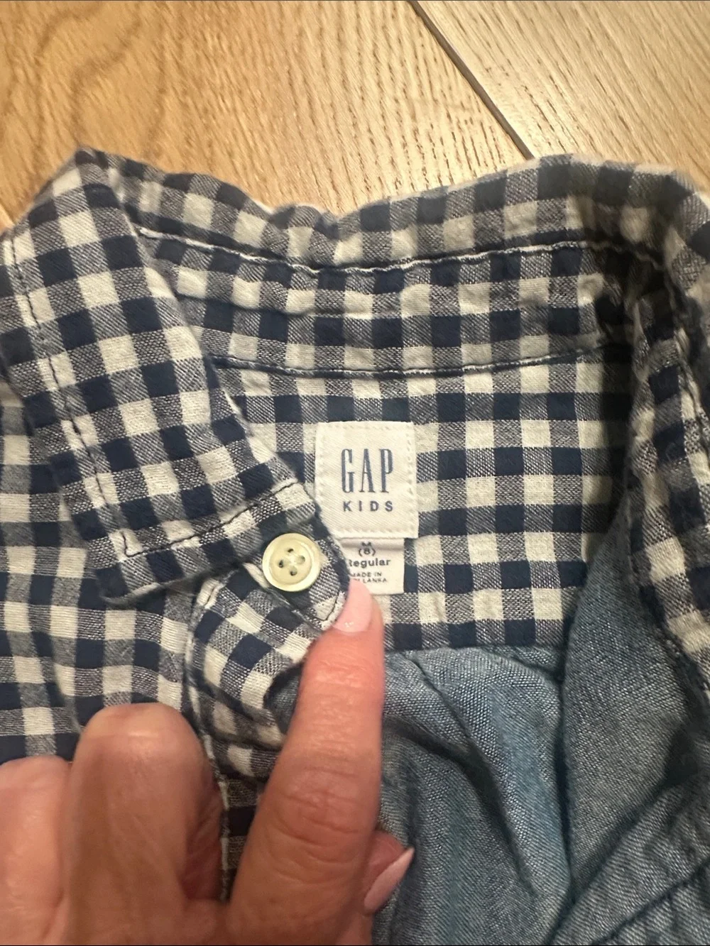 GAP Blue and White Check Button-Down Shirt